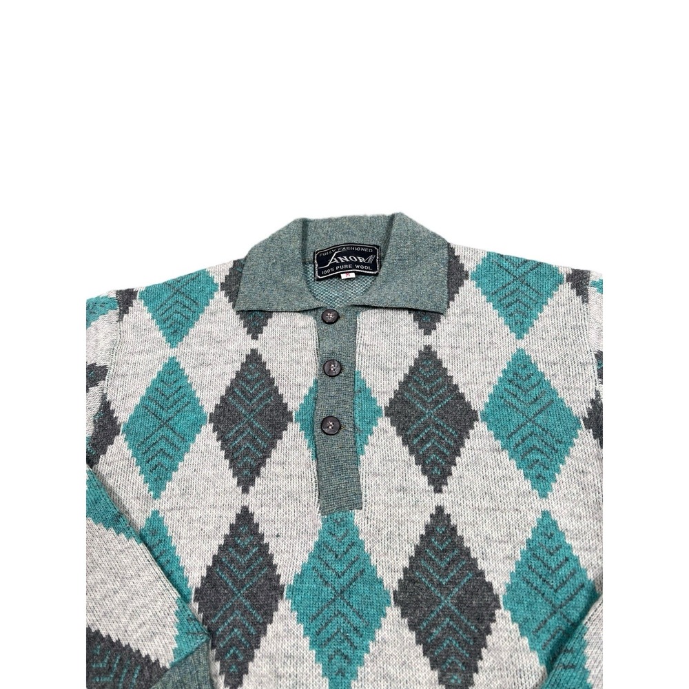 Vintage 1940s 1950s Anor‎ Leaf Patterned Rockabilly wool sweater Top Size Medium - Picture 4 of 5